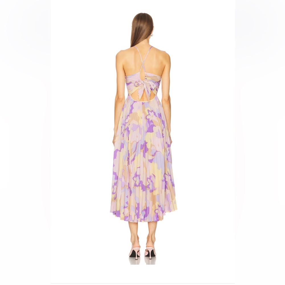 astr the label blythe purple & pink floral plisse pleated midi dress size small - Picture 4 of 9
